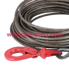 Cuerda de alambre de la base de la fibra de 30 M, cable de alambre de acero con el uno mismo que cierra los ganchos del eslabón giratorio