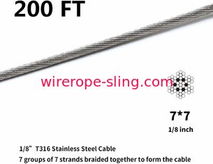 T316 acero inoxidable 1/8" cuerda de alambre de los aviones para el cable que cerca equipos con barandilla 200 pies