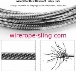 Asambleas de cuerda de alambre de acero inoxidable de la cortina de ventana de 5 metros con 20 clips