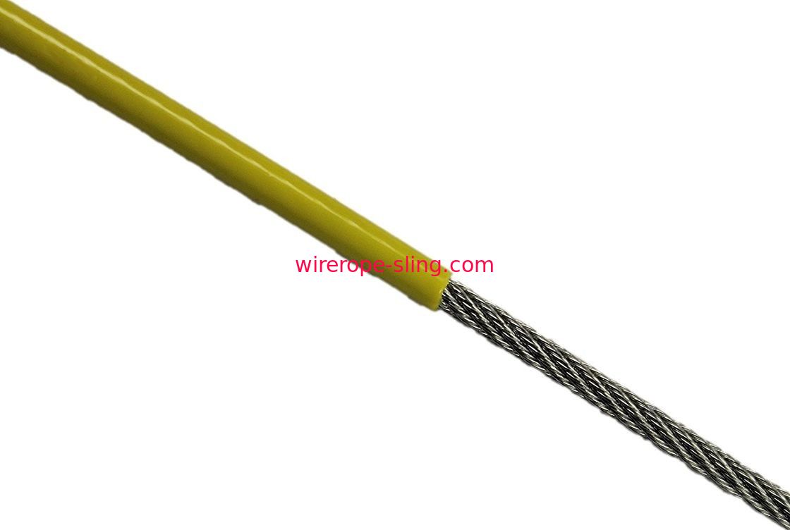 Cuerda de alambre decorativa amarilla, cable revestido del acero inoxidable resistente a la corrosión