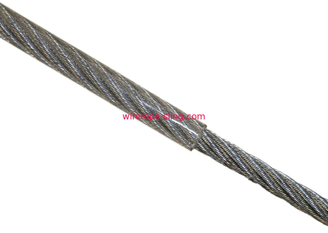 Cable de acero inoxidable recubierto de vinilo 304 cuerda de alambre 7x7  núcleo de soporte, transparente, 1/16 OD desnudo, 3/32 OD recubierto