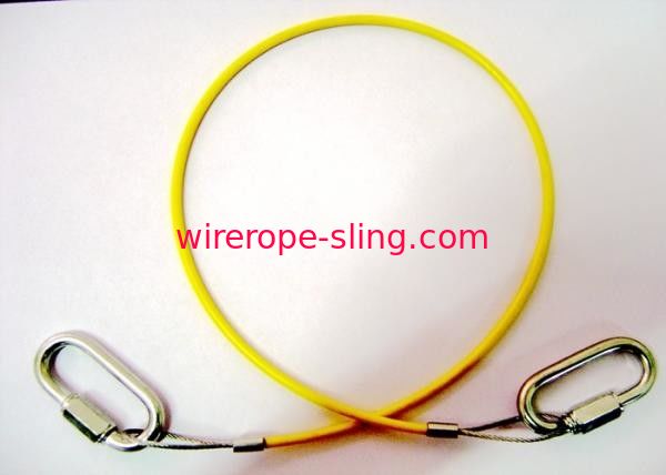 Vínculos rápidos de alambre de acero del Pvc de la cuerda del color amarillo revestido de las eslingas en ambos lados
