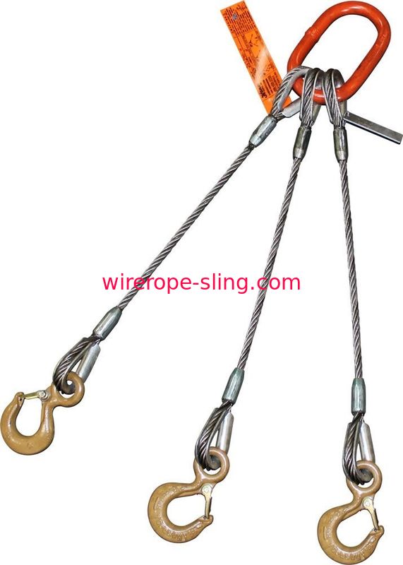 Tres ganchos del ojo de la honda del cable de alambre de la pierna con seguridad traban” eslabón de unión oblongo 1-3/4