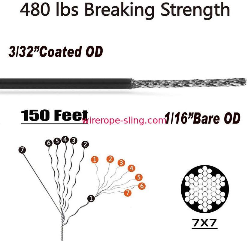Cuerda de alambre resistente colgante ligera del pie 10m m del equipo 150 de la secuencia