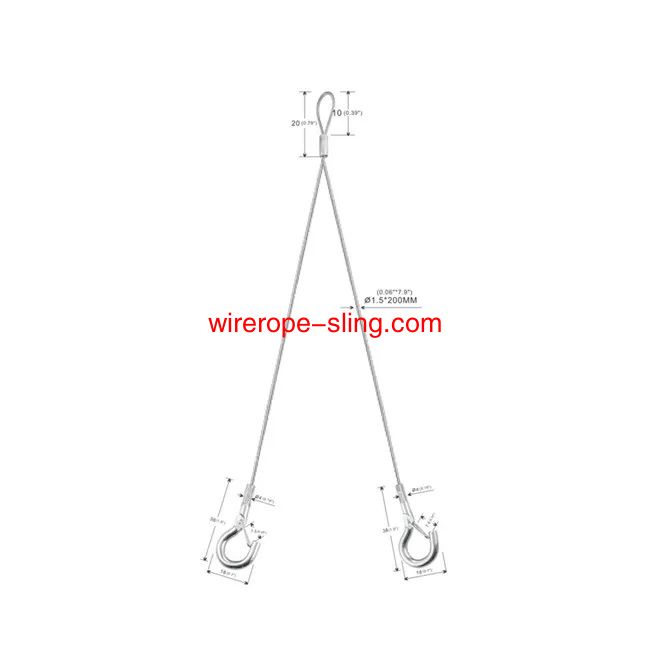 Cable de Seguridad de acero galvanizado de doble pierna y doble mini gancho yw86375