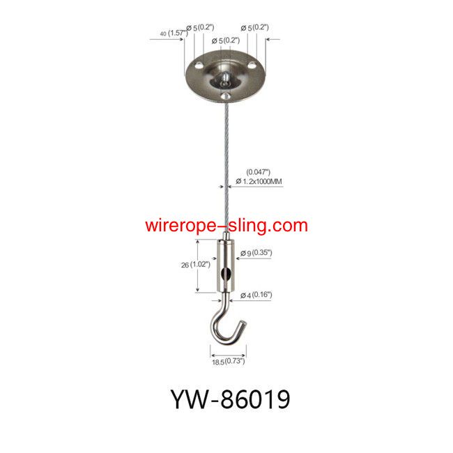 Sistema de iluminación de cable de suspensión de tres agujeros de acero de latón con garra de gancho yw86019
