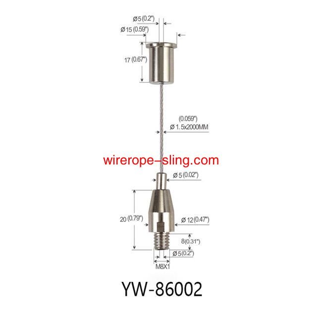 Yw86002 sistema de suspensión de cables de dimensiones flexibles para luminarias de iluminación