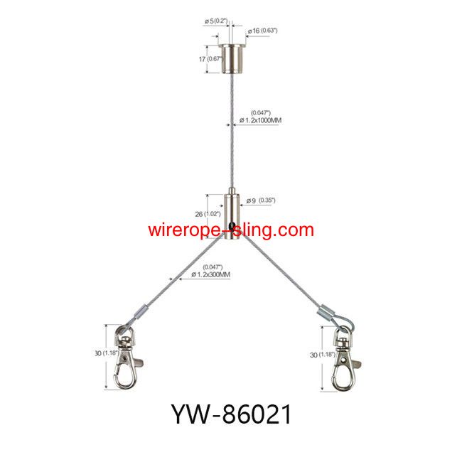 Sistema de iluminación de cable de suspensión de tres agujeros de acero de latón con garra de gancho yw86019