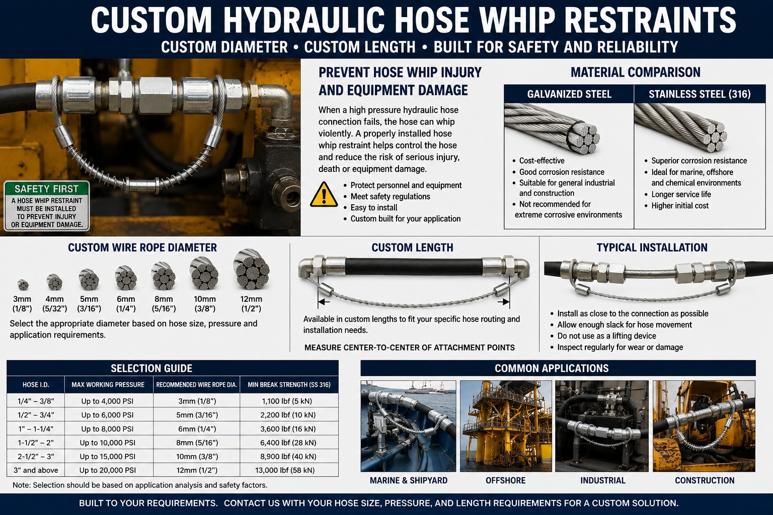 Custom length retención de látigo de manguera hidráulica for high pressure hose connection Custom length retención de látigo de manguera hidráulica for high pressure hose connection